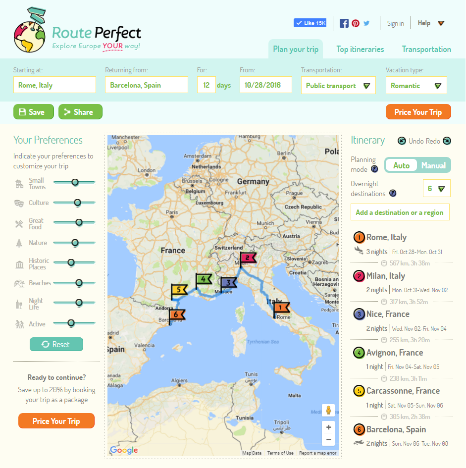 Create Your Own Personal Itinerary!